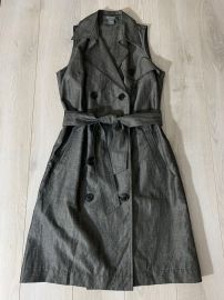 Ann Taylor Gray Double Button Sleeveless Waist Tie Belt Trench Shirts Dress Sz 6 eBay at ebay