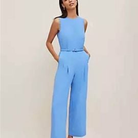 Ann Taylor Pants amp Jumpsuits Ann Taylor Light Blue Belted Jumpsuit Poshmark at Poshmark