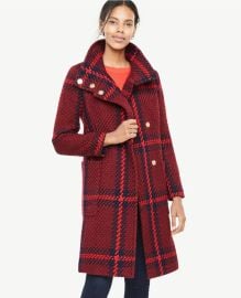 Ann Taylor Plaid Funnel Neck Coat at Ann Taylor