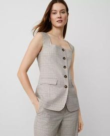 Ann Taylor Plaid Square Neck Vest at Ann Taylor