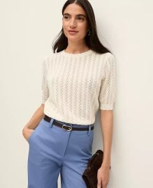 Ann Taylor Pointelle Sweater Tee in Winter White at Ann Taylor