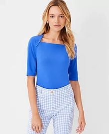 Ann Taylor Refined Stretch Envelope Neck Top In Dazzling Blue at Ann Taylor