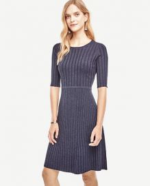 Ann Taylor Ribbed Flare Sweater Dress at Ann Taylor