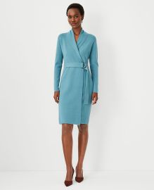 Ann Taylor Shawl Collar Belted Wrap Sweater Dress at Ann Taylor