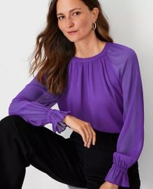 Ann Taylor Shirred Smocked Cuff Top at Ann Taylor