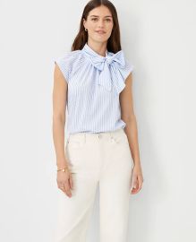 Ann Taylor Striped Tie Neck Top at Ann Taylor