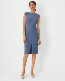 Ann Taylor The Crew Neck Sheath Dress in Bi Stretch in Moody Blue at Ann Taylor