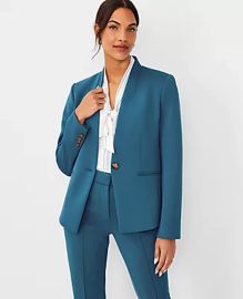 Ann Taylor The Cutaway Blazer In Double Knit In Dragonfly at Ann Taylor