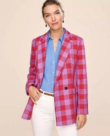 Ann Taylor The Double Breasted Long Blazer in Plaid at Ann Taylor