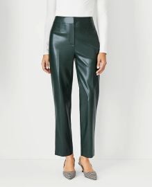 Ann Taylor The Lana Slim Pant in Faux Leather in Boxwood Green at Ann Taylor