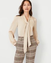 Ann Taylor Tie Neck Popover at Ann Taylor