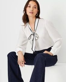 Ann Taylor Tipped Tie Neck Top at Ann Taylor