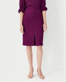 Ann Taylor Tweed Front Slit Pencil Skirt in Plum Glow at Ann Taylor