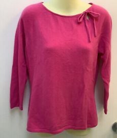 Ann Taylor Watermelon Pink 100 Cashmere Scoop Neck Sweater Size Medium Bow eBay at eBay