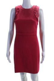 Ann Taylor Womens Ruffle Trim Round Neck Sleeveless Zip Up dress Pink Size 0P eBay at eBay