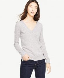 Ann taylor Cashmere Flecked V-neck Sweater at Ann Taylor