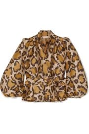 Anna Mason - Stella leopard-jacquard wrap blouse at Net A Porter