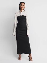 Anna Quan Hybrid Shirt Jersey Maxi Dress REISS USA at Reiss