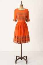 AnnaBeth's orange and gold Anthropologie dress at Anthropologie