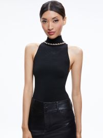 Annalee Mock Neck Top In Black Alice And Olivia at Alice and Olivia