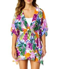 Anne Cole Mod Tropical Floral Flutter Sleeve Caftan Swim Cover Up at Dillards
