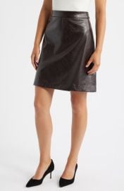 Anne Klein A-Line Faux Leather Skirt at Nordstrom