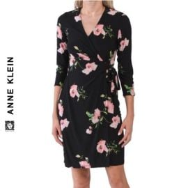 Anne Klein Dresses Nwt Anne Klein Floral Print Vneck Wrap Mini Dress Poshmark at Poshmark