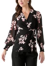 Anne Klein Floral Print Smocked Wrap Top at Belk