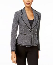 Anne Klein Fringed Tweed Blazer   Reviews - Jackets   Blazers - Women - Macy s at Macys