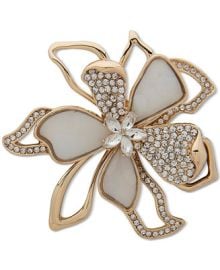 Anne Klein Gold-Tone Crystal amp Mother-of-Pearl Flower Pin - Macyx27s at Macys