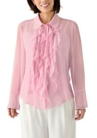 Anne Klein Long Sleeve Button Front Ruffle Blouse at Belk