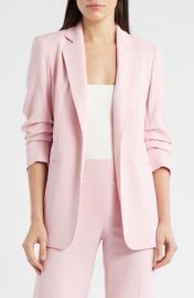 Anne Klein Open Front Scrunch Sleeve Blazer at Nordstrom