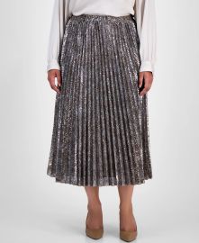 Anne Klein Plus Size Pull-On Pleated Sequin Midi Skirt - Macy39s at Macys