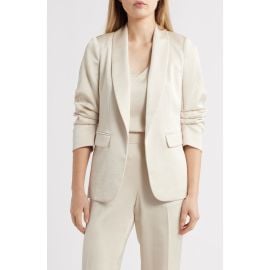 Anne Klein Ruched Sleeve Satin Blazer at Nordstrom