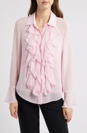 Anne Klein Ruffle Front Shirt at Nordstrom