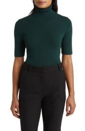 Anne Klein Short Sleeve Knit Turtleneck Top at Nordstrom