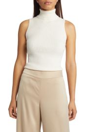 Anne Klein Sleeveless Rib Turtleneck Sweater at Nordstrom