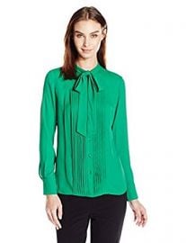 Anne Klein Women s Long Sleeve Bow Blouse at Amazon