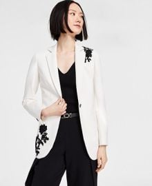 Anne Klein Women39s Embroidered Notched-Collar Compression Blazer Created for Macy39s - Macy39s at Macys