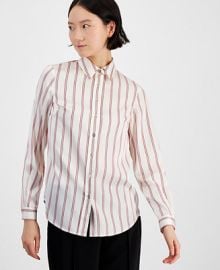 Anne Klein Women39s Striped Collared Button-Front Shirt - Macy39s at Macys