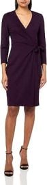 Anne Klein Womens 3/4 Sleeve Jersey Wrap Dress at Amazon