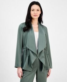 Anne Klein Womens Drape-Front Drawstring-Waist Jacket - Macys at Macys