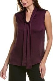 Anne Klein Womenx27s Slvless Tie Nk Blouse at Womens Clothing store at Amazon