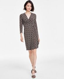 Anne Klein Womenx27s V-Neck Side-Tie Faux-Wrap Dress - Macyx27s at Macys