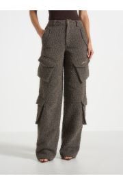 Anne Textured Boucle Wide Leg Cargo Trousers at Nordstrom