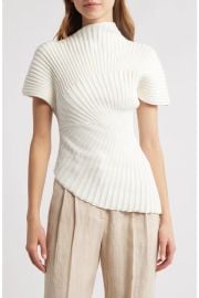 Annemie Cotton Asymmetric Funnel Neck Knit Top at Nordstrom