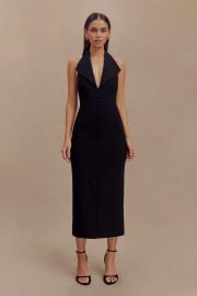 Annita Crepe Halter Midi Dress - Black vert MESHKI US at Meshki