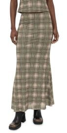Another Girl Plaid Mesh Maxi Skirt Green XL at Shopbop