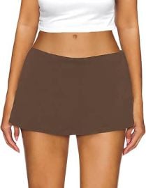 AnotherChill Women\'s Low Waist Micro Mini Skorts Skirt with Built-in Shorts Sexy Stretch Black Skirts Basic Summer Outfits at Amazon