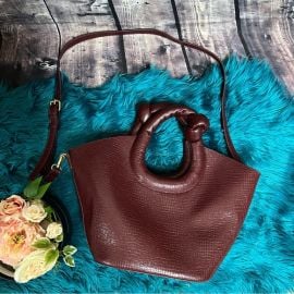 Anthropologie Bags By Anthropologie Bag In Bag Purse Knot Handbag Crossbody Faux Vegan Leather Wine Poshmark at Poshmark